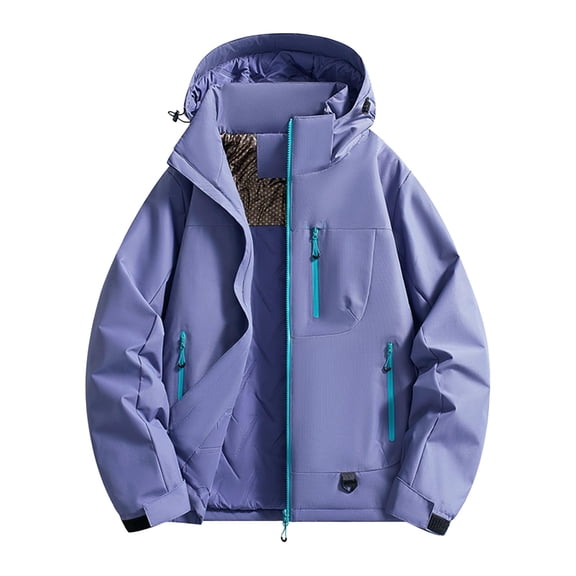 Men Lightweight Windbreaker Rain Jacket Detachable Hood Waterproof Softshell Hiking Fishing Activewear Insulated
