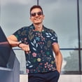 thumbnail image 4 of Fotbe Colorful Flowers Pattern Men’s Golf Polo Shirt – Breathable Performance Golf Shirt with Button-Down Collar-Medium, 4 of 6