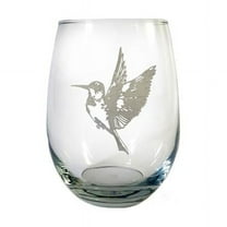 18 oz Hummingbird Engraved Stemless Wine Glass