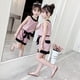 thumbnail image 5 of Jumpingount Verano banquete boda evento niñas cuello sin mangas camiseta pantalones cortos conjunto niños algodón Tops pantalones Kit conjuntos de ropa 150cm, 5 of 6
