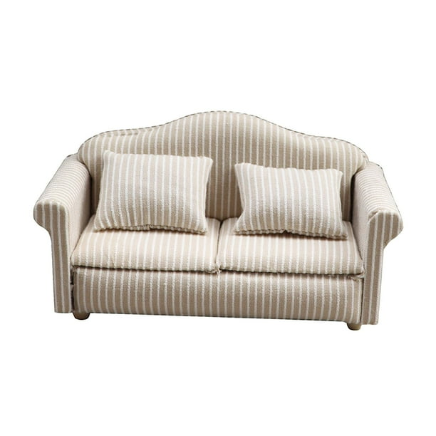 Sofá reclinable en miniatura para casa de muñecas a escala 1/12, accesorios de simulación con almohada Sofá grande