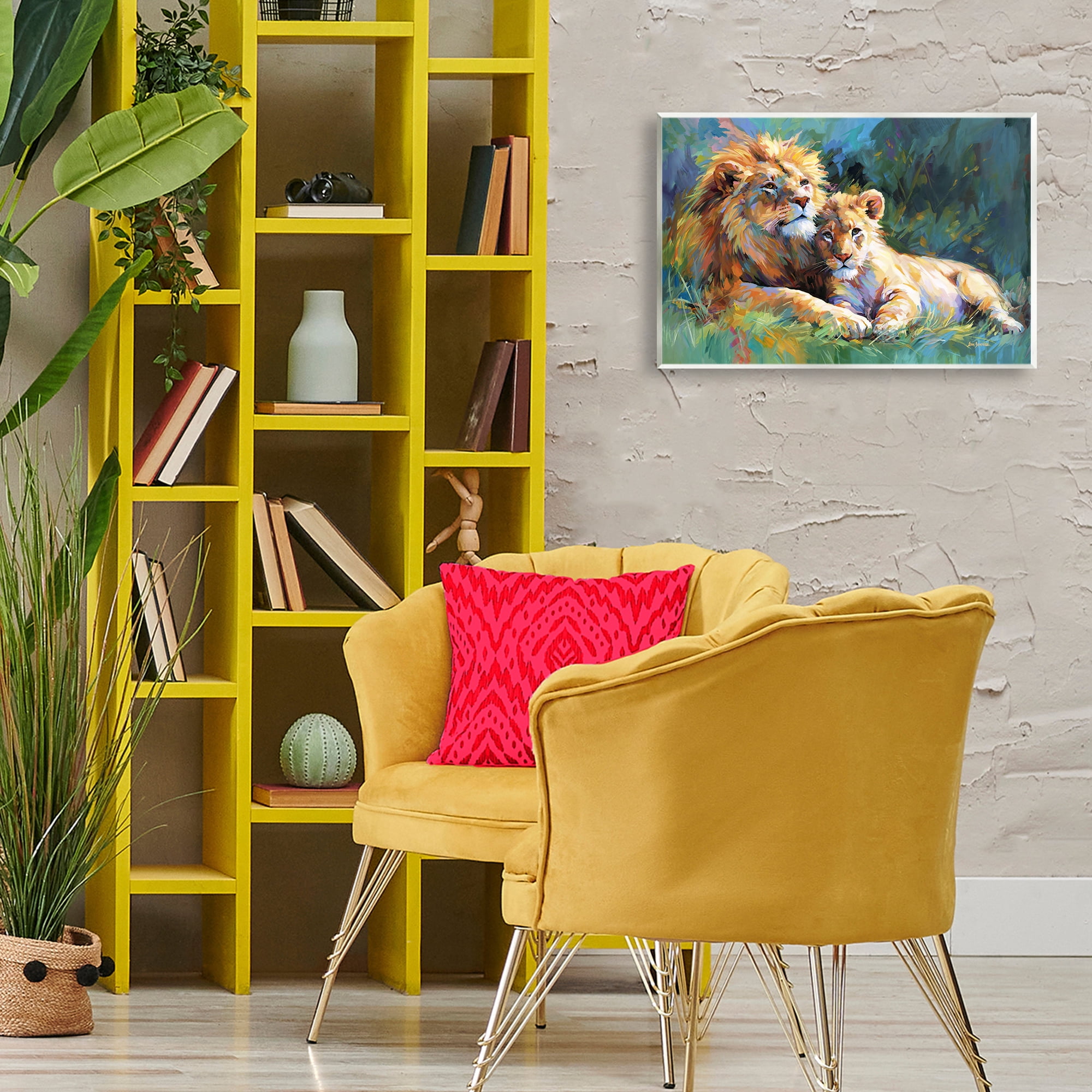 Stupell Industries Lion's Embrace Portrait Animals & Insects Painting Unframed Art Print Wall Art, 19 x 13