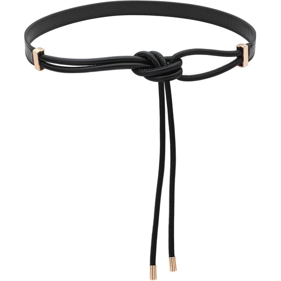 PU Leather Skinny Belts for Women Knotted Thin Waist Belt for Dresses