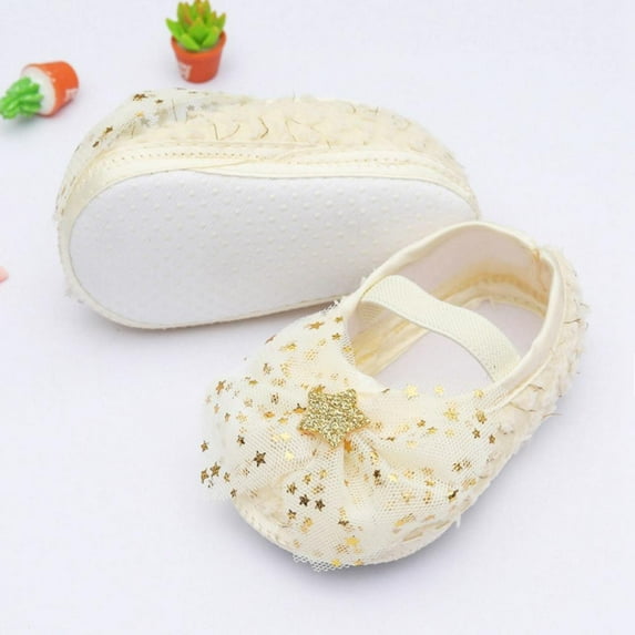 Baby Girls Mary Jane Flats with Bowknot Soft Sole Non-Slip Toddler Infant First Walker Princess Dress Shoes