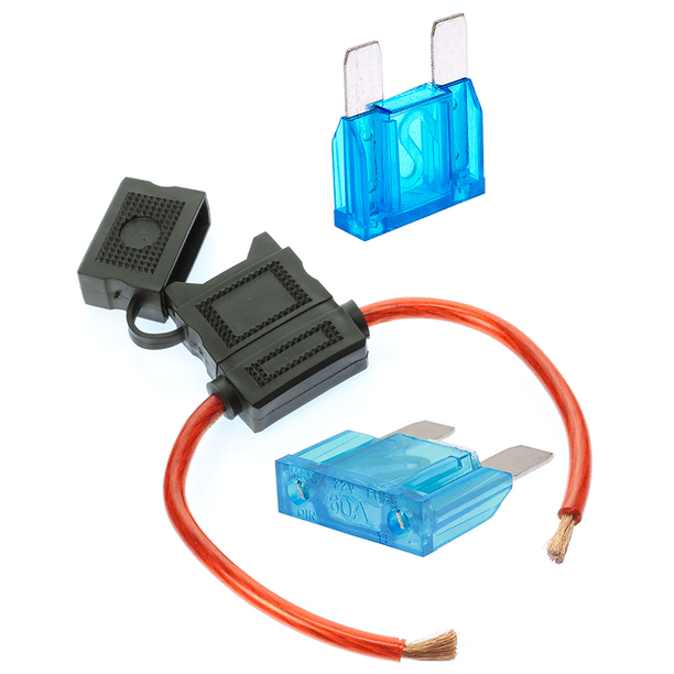 (1) 8 Gauge MAXI Inline Fuse Holder Fuseholder with cover and (2ea 60