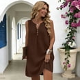 thumbnail image 4 of Axiiglly Women's Dresses Sleeveless Button V Neck Linen Mid Dresses 2026 Summer Holiday Flowy Dresses S-3XL, 4 of 8