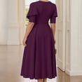 thumbnail image 5 of Afdoent Women's Dresses Elegant Solid Color Waist Cinching Short Sleeve Dress Of The Bride/Groom Party Travel Outfits, 5 of 7