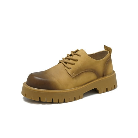 

Ritualay Mens Retro Lace Up Dress Shoes Work Lightweight Round Toe Comfort Platform Oxford Shoe