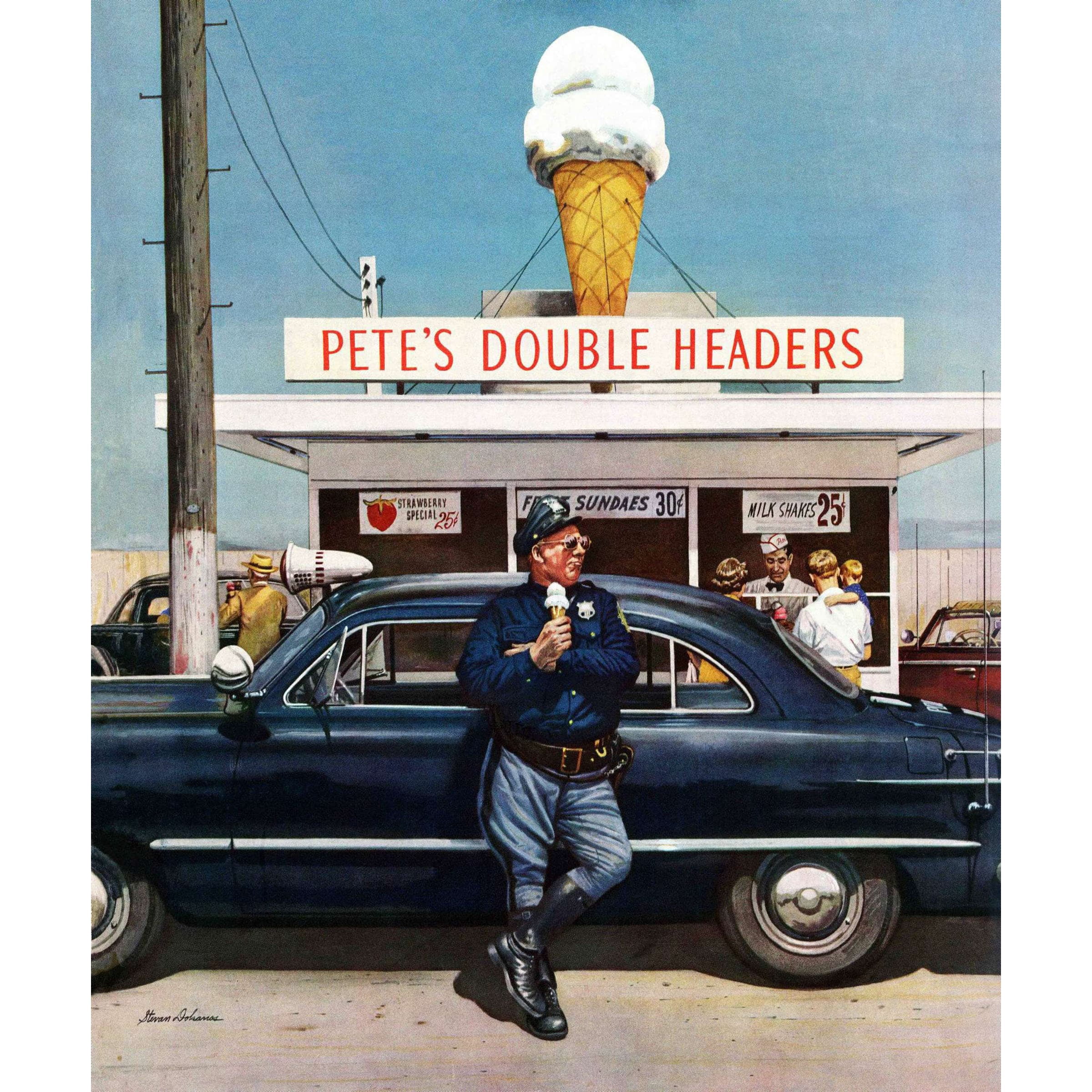 Marmont Hill "Pete's Double Headers" by Stevan Dohanos Painting Print on Canvas