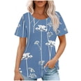 thumbnail image 2 of Itsame Short Shirt Sleeved Tops for Womens Fashionable Printed Relaxed Round Neck T-Shirt Blouses Bule Size L, 2 of 6