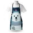 thumbnail image 4 of Polar Bear Apron, Christmas Portrait of a Bear in Winter Snowflakes Noel Cartoon, Unisex Kitchen Bib with Adjustable Neck for Cooking Gardening, Adult Size, Dark Blue Multicolor, by Ambesonne, 4 of 4