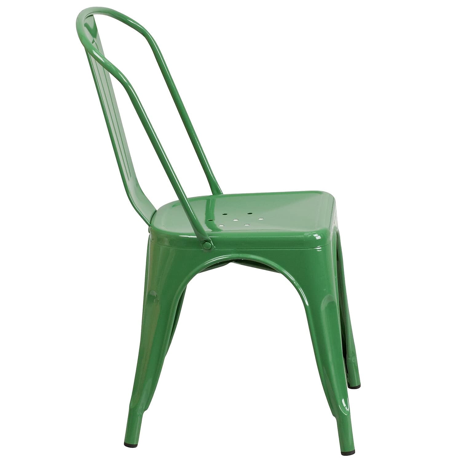 Bowery Hill Stackable Metal Dining Side Chair in Green