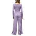 thumbnail image 4 of Edvintorg Rompers for Women One Piece Square Neck Long Sleeve Loose Casual Jumpsuit with Wide Leg Pant Trendy Womens Clothes S-2XL Purple, 4 of 6