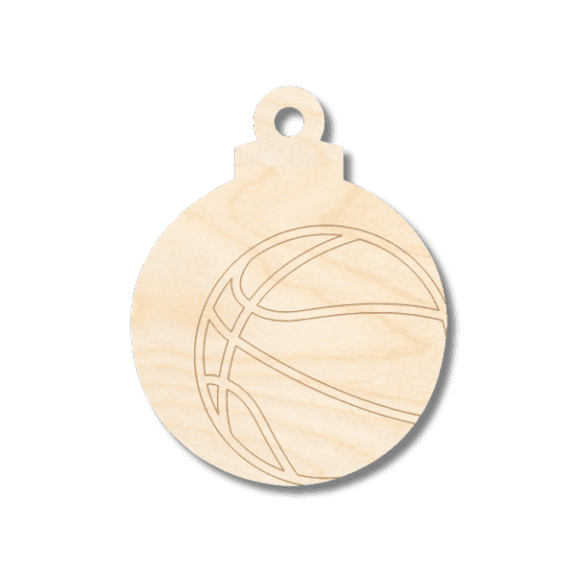 Unfinished Wood Etched Basketball Ornament Shape 14" / 1/8"