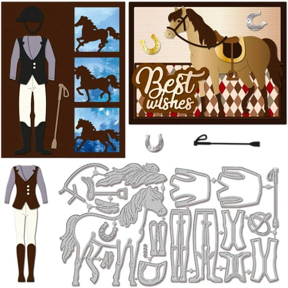 Horse Clothing Cutting Dies for DIY Scrapbooking Metal Horse Cut Dies Clothes Set Die Cuts for Card Making Embossing Photo Album Craft Decor Gray