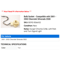 thumbnail image 2 of Bulb Socket - Compatible with 2001 - 2002 Chevy Silverado 3500, 2 of 2