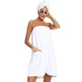 thumbnail image 1 of xiaxaixu Peignoir Serviette pour Femmes, Doux, Ajustable, Peignoir de Spa avec Bonnet de Douche pour Cheveux, pour le Gym et la Douche, 1 of 7
