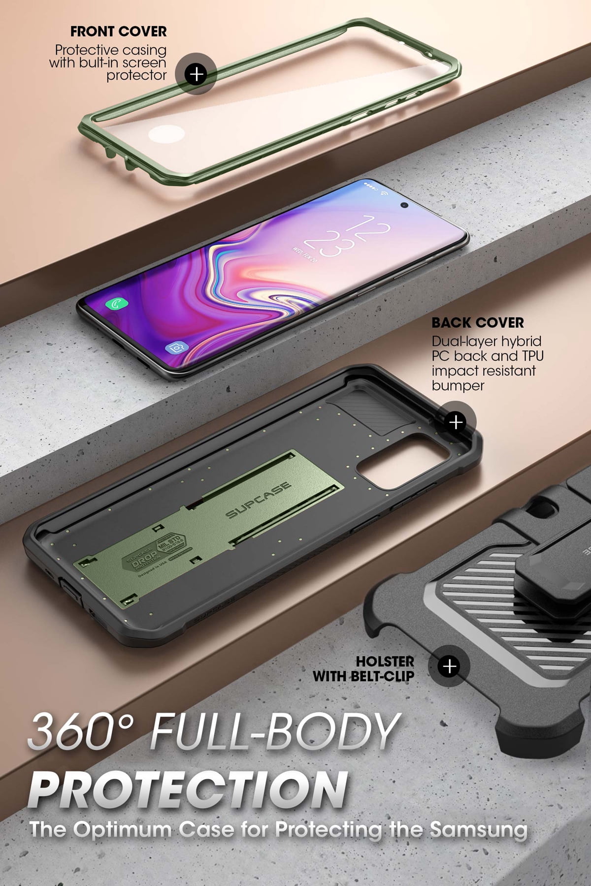 SUPCASE Unicorn Beetle Pro Series Designed for Samsung Galaxy S20 FE 5G Case (2020), Full-Body Dual Layer Rugged Holster & Kickstand Case with Built-in Screen Protector (Guldan)