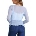 thumbnail image 3 of INSPIRE CHIC Women's Ruffle Long Sleeves Casual Self Tie Bolero Mesh Shrugs XL Light Blue, 3 of 6