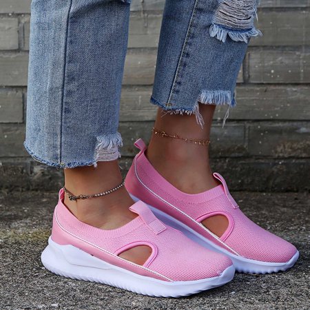 

HIBRO Womens Mesh Flats Solid Color Slip-On Sports Casual Shoes Comfortable Sneakers