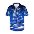 thumbnail image 3 of JURANMO Limited Time Deals Of The Day Christmas Gifts for Men Holiday Short Sleeve Button Down Shirts Xmas Funny Graphic Printed Tees Tops Casual Lapel Big and Tall Hawaiian Shirts Blue L, 3 of 6