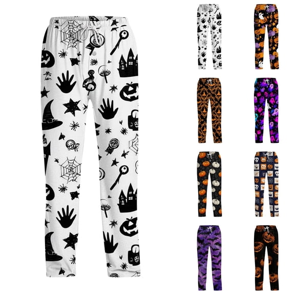 Satingcolo Men's Halloween Pajama Pants,Funny Drawstring Casual Sleep Pants ,Halloween Pajama Bottoms for Men