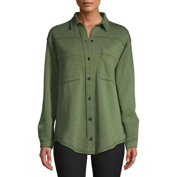 Time And Tru Women S Fleece Button Down Walmart Com Walmart Com