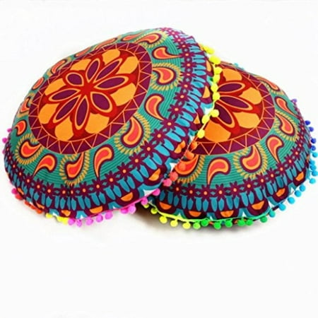 Woaills Round Throw Pillow Case Indian Mandala Floor Pillows