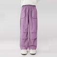 thumbnail image 5 of zbxnLI Kids Cargo Pants Elastic Waist Wide Leg Casual Sports Pants Thin Loose Fashion Trousers with Pockets for Boys Girls, 5 of 7
