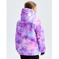thumbnail image 3 of GEMYSE Girls' Waterproof Ski Jacket Windproof Winter Coat with Fleece Lining and Hood(Watercolor Purple,8), 3 of 5