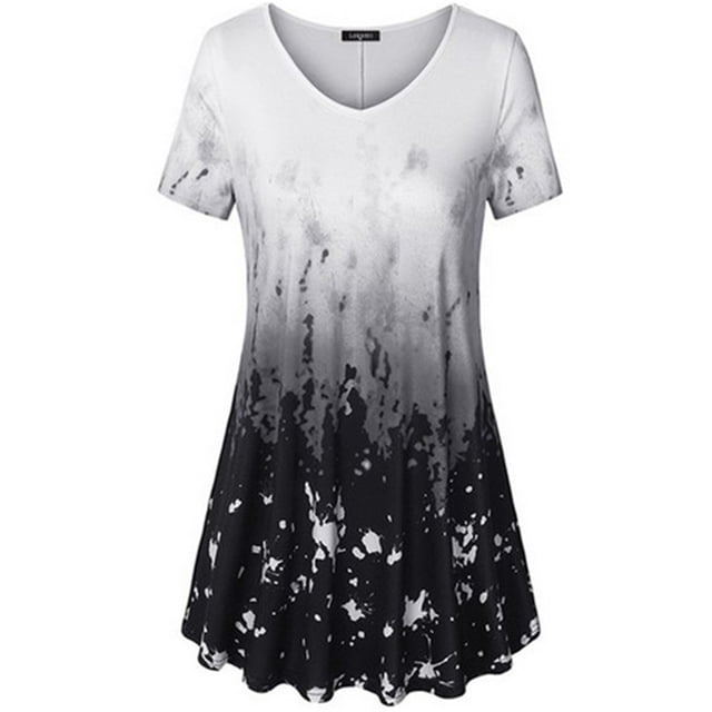 Pntutb - Camiseta holgada de gran tamaño con degradado de cuello redondo para mujer Pntutb Pntutb-187