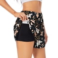 thumbnail image 3 of Lsque Lilies Flowers Printed Women's Running Shorts with Liner Pockets,Elastic Quick Dry Workout Athletic Gym Yoga Shorts,Womens High Waist Shorts-Medium, 3 of 9