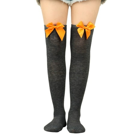 

Womens Socks Long Bowknot Pure Color Over The Knee Festival Christmas Socks