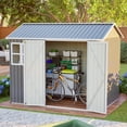 thumbnail image 7 of 8' x 6' Oversized Steel Storage Shed with Window, Lockable Double Doors & Sloped Roof, Heavy Duty Outdoor Garden Shed for Tools, Bikes & Equipment, Dark Gray, 7 of 7
