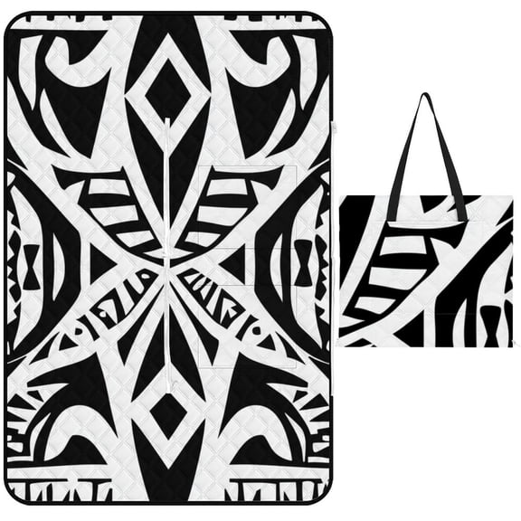 Bohemian Pattern Picnic Blanket Waterproof Outdoor Beach Blanket Hand-held Pad Suitable for Travel, Camping, Beach, Family Gatherings