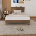 thumbnail image 2 of Zimtown Twin Bed Frame,Solid Pine Wood Platform Bed with Headboard, Rustic Walnut, 2 of 11
