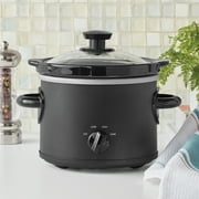 Mainstays 2 Quart Round Slow Cooker, with Matte Black Finish and Glass Lid