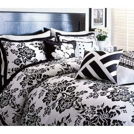 Lauryn Sateen Duvet Set, Black and White