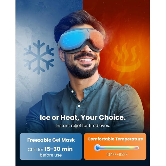 Eye Massager with Heat and Cooling, EyeOasis 2 Eye Mask for Migraines  Eligible/HSA Eligible, Heated Face Massager for Eyes Strain Dry Eye Migraine Relief, Improve Sleep