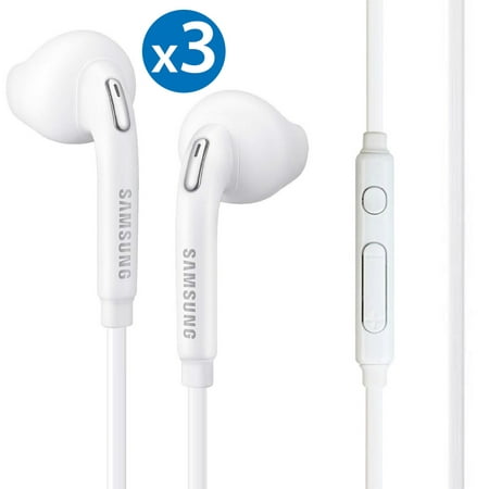 3-Pack New OEM Samsung 3.5mm PREMIUM SOUND/ Stereo Earbud Headphones for Galaxy S6 S6 Edge S5 S4 Note Edge 4 3 2 EO-EG900BW (Bulk Packaging)