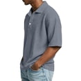 thumbnail image 3 of Hearthz S-4xl Waffle Shirts for Men Short Sleeve Lapel Collar Button Down Mens Shirt Lightweight Running Gym Jerseys for Men Light Purple S, 3 of 6