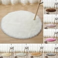 thumbnail image 1 of EIMELI Soft Acrylic Fiber Round Mat Carpet Bedroom Living Room Floor Dressing Table Rug White and Yellow 50cm, 1 of 1
