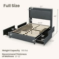 thumbnail image 3 of Gymax Full Size Bed Frame w/LED Lights Charging Station 2 Storage Pockets & 4 Drawers, 3 of 10