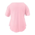 thumbnail image 5 of Women's Plus Size Tops Summer Eyelet Short Sleeve V Neck Scalloped T Shirts Dressy Casual Loose Fitted Tees (M, Pink), 5 of 9