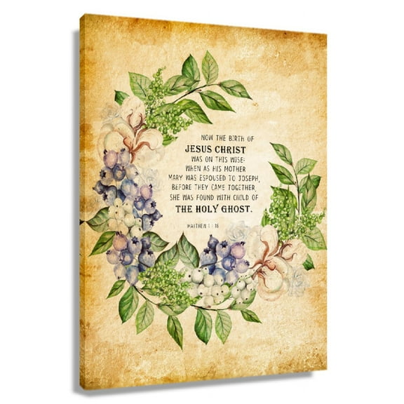 Bible Quote Wall Art Matthew 1 18 Painting Pictures Giclee On Canvas Decoration Artwork For Office Unframed 12x18 in