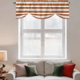 thumbnail image 3 of Tie Up Valances for Windows, Burnt Orange Grey Stripe Adjustable Valance Curtains Window Treatment for Living Room, Minimalist Farmhouse Striped Rod Pocket Kitchen Curtains & Drapes 60x18 Inch, 3 of 9