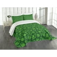 thumbnail image 3 of Ambesonne Irish Quilted Bedspread Set 3 Pcs, Kiss Me I'm Irish Humor, Queen Size, Lime Green Green, 3 of 5