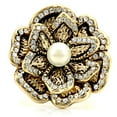 thumbnail image 3 of Luxe Jewelry Designs Women's Gold Plated Flower Brass Ring with Citrine Yellow Synthetic Pearl -, 3 of 4