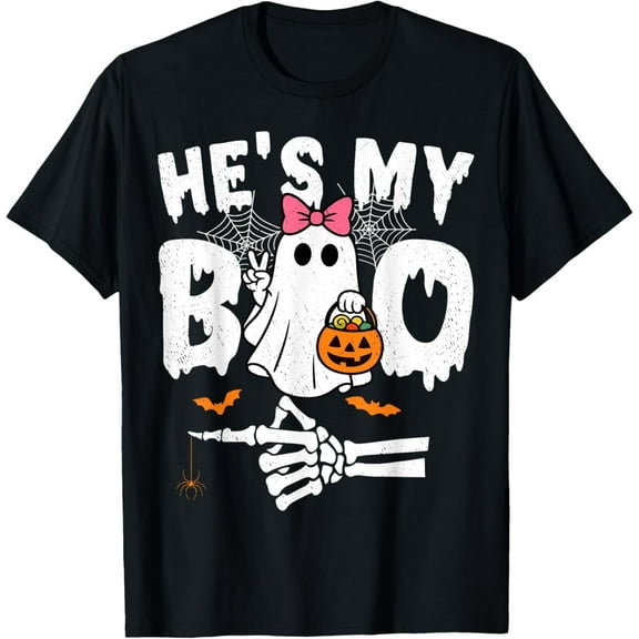 He's My Boo Matching Couple Halloween Couples She's My Boo T-Shirt