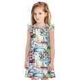 thumbnail image 1 of Fotbe Watercolor Sailboat Vestido de Dormir para Niñas de 3 a 10 Años, Mangas Cortas, Estilo Princesa, Pijama Camisón con Mangas Voladas-Large, 1 of 6